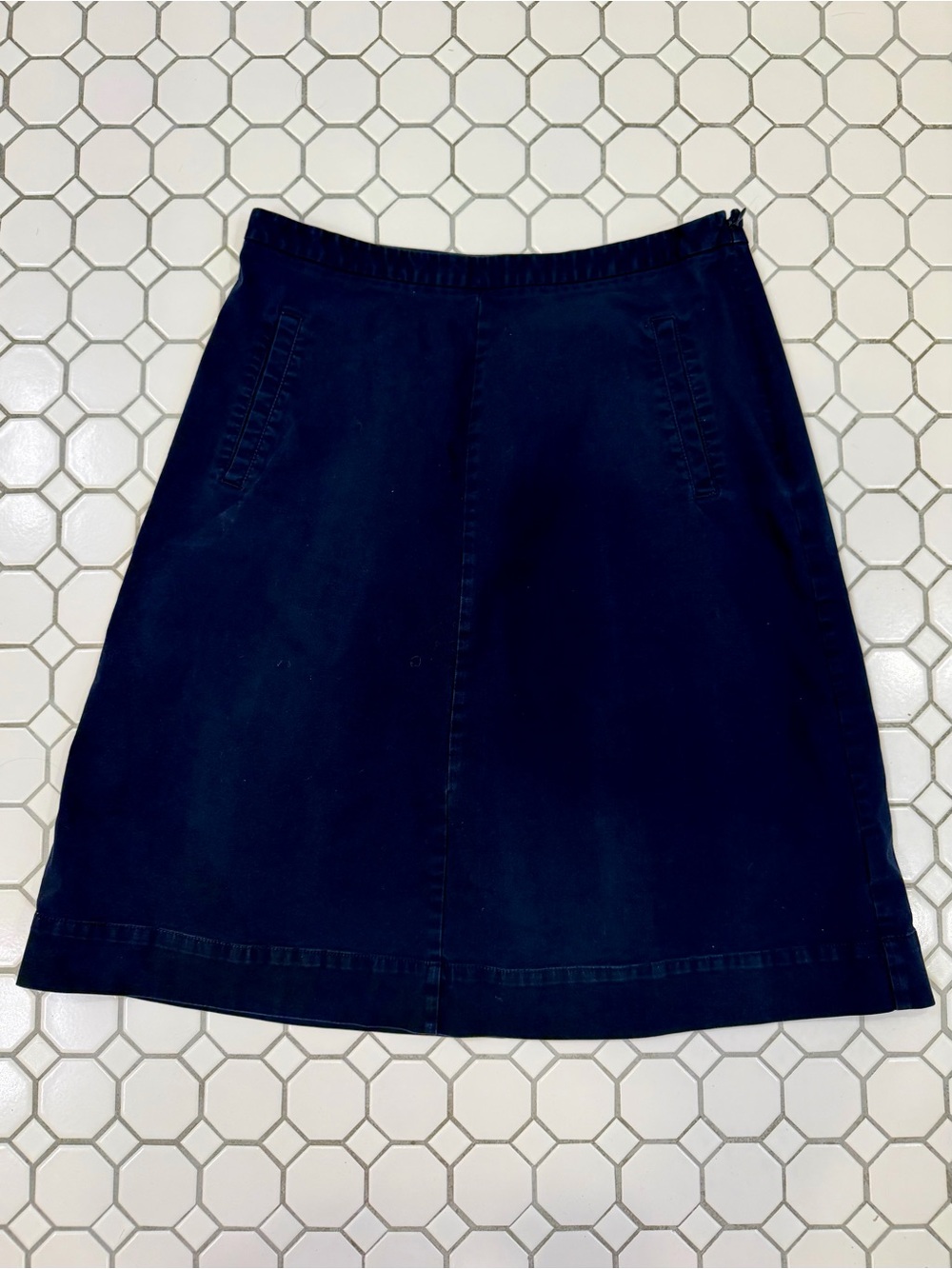 Boden Dark Navy A-Line Skirt with Welt Pockets